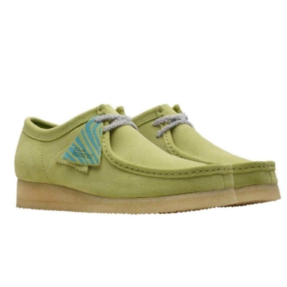 Clarks Pale Lime Green Moccasins with Suede Upper Wallabee Boots Men’s 12 Preppy